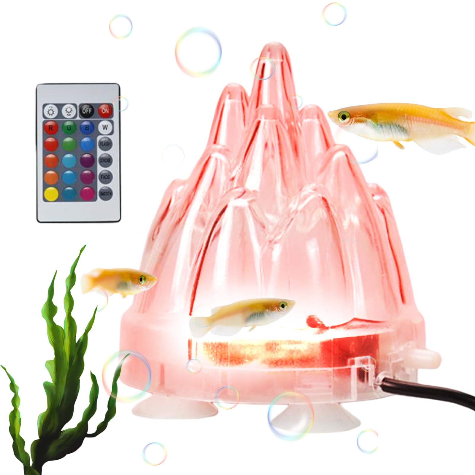 Volcano Ornament - Volcano Ornament Kit | Aquarium Volcan Ornaent Kit | Realistic Aquatic Remote Control Waterproof | Display Aquarium Volcanic with Air Stone Bubbler | Volcanic Decor for Saltwater