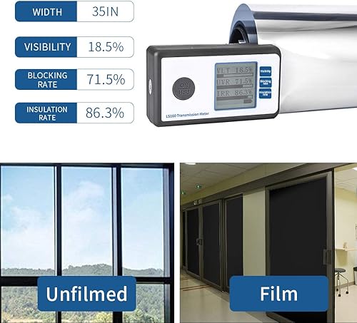 Miniatura 9 de Myuilor - Película de privacidad diurna para ventana de espejo de una vía, bloquea el sol, control de calor, película antireflectante, tintado