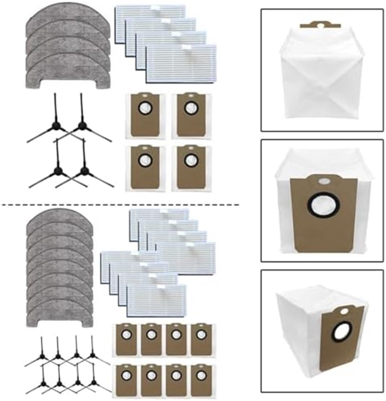Wivplex Ricambi completi for aspirapolvere robot MONSGA MS1 MAX, inclusi filtri, panni for il lavaggio, sacchetti for la polvere e spazzole laterali. Kit di sostituzione per aspirapolvere