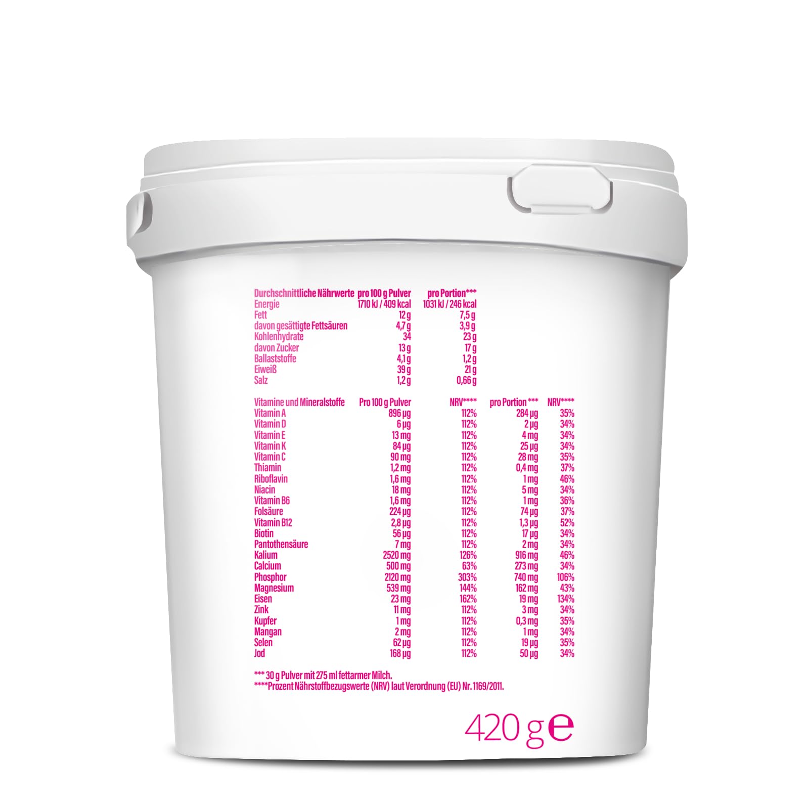 GymQueen Slim Shake, Vanille, 2 x 420 g | Mahlzeitenersatz mit 21 g Protein pro Portion, cremig, ohne Zuckerzusatz, mit Vitaminen und Mineralstoffen