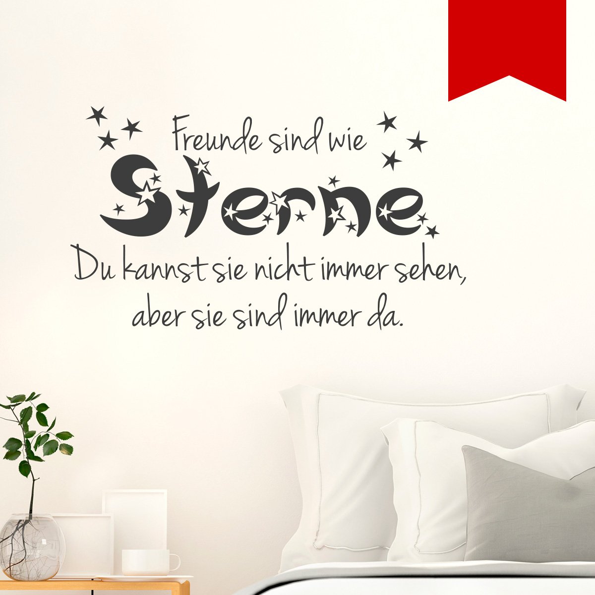 Wandtattoo 'Freunde Sind Wie Sterne' – 60x28 Cm, Selbstklebend & Matt