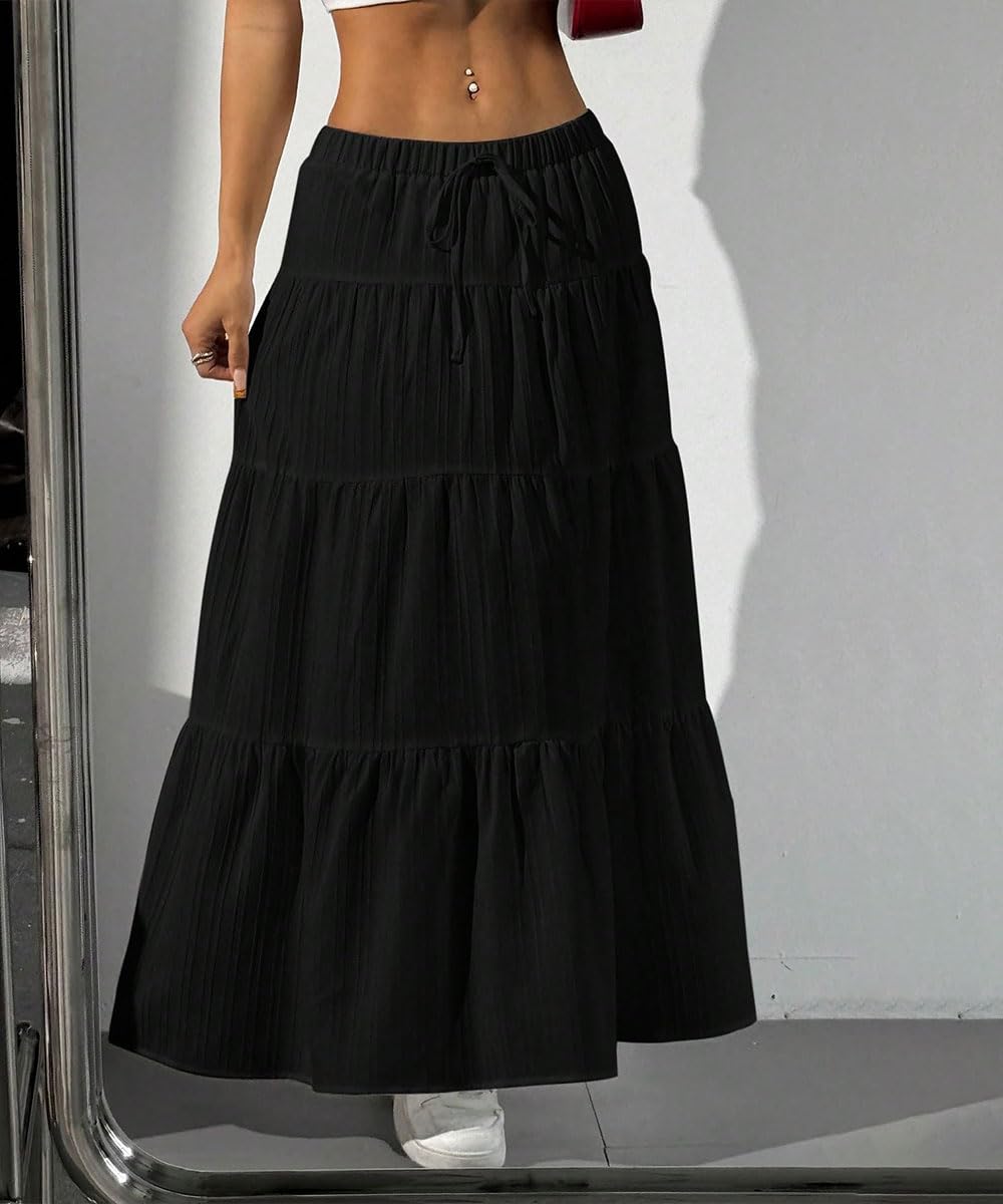 Gonna Donna Maxi Elegante Elastico Vita A-Linea Sciolto Abiti da Spiaggia Vacanze Estate Casual(Multicolore,S-XXL)