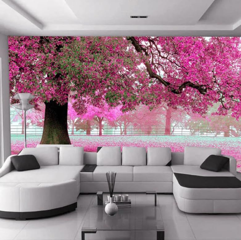 Mural cerisier 3D romantique grand format 350CM pour canapé