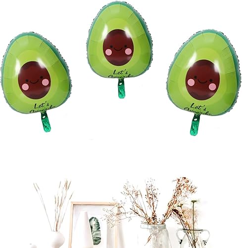 Miniatura 3 de Morndew 2 globos de aluminio de fruta de aguacate mexicano para festivales de comida mexicana, fiesta, baby shower, fiesta de cumpleaños, decoración
