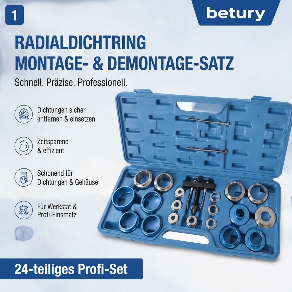 24-TLG Wellendichtring Werkzeug Satz - Kurbelwelle Nockenwelle Öldichtring Abzieher & Montagewerkzeug Set (21,5-64mm), Radialdichtring Montage Demontage Werkzeugsatz für Pkw Motor Reparatur