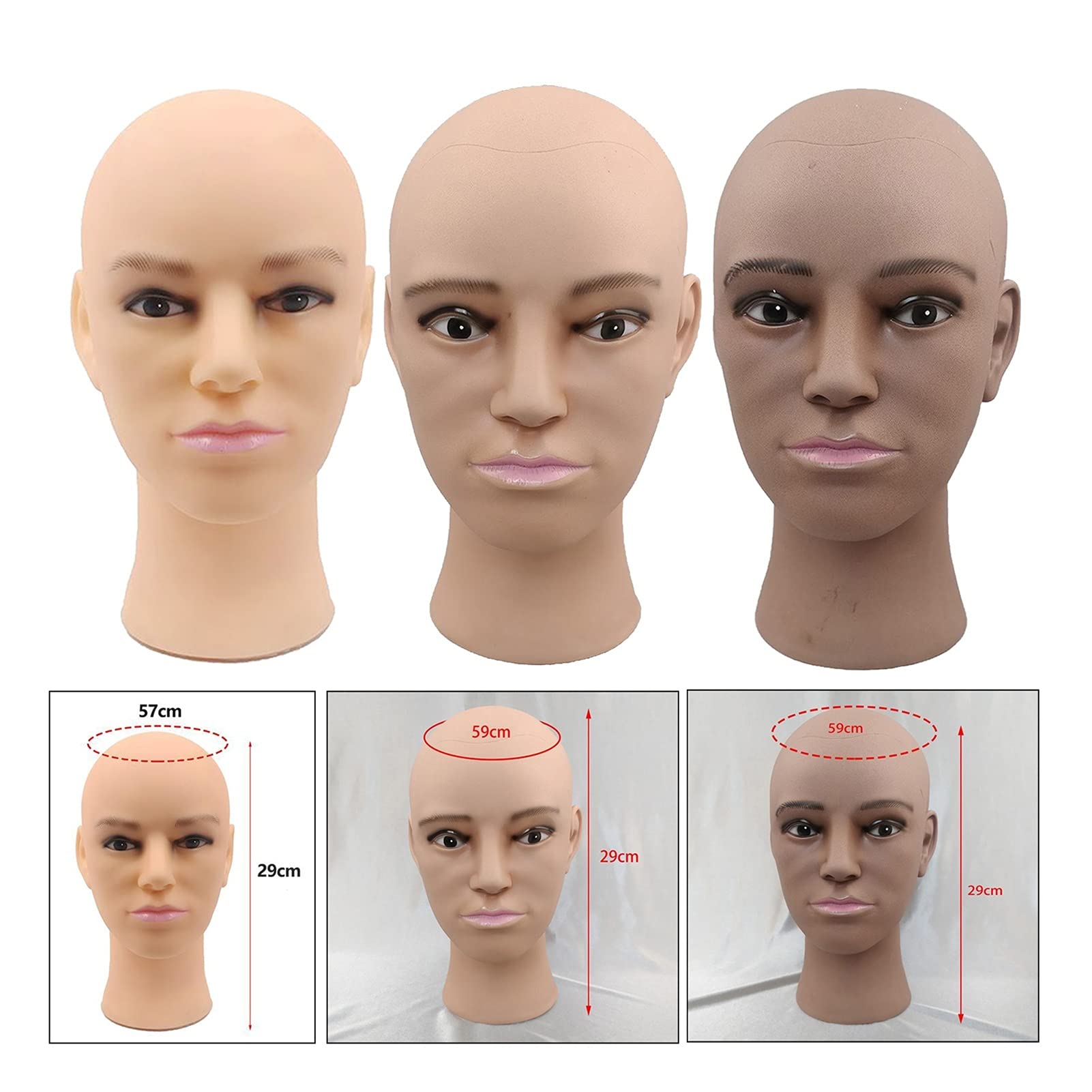Peruka Dokonywanie łysy Manekin Head Wig Hat Display Display Model głowy, PVC(Dark Coffee)