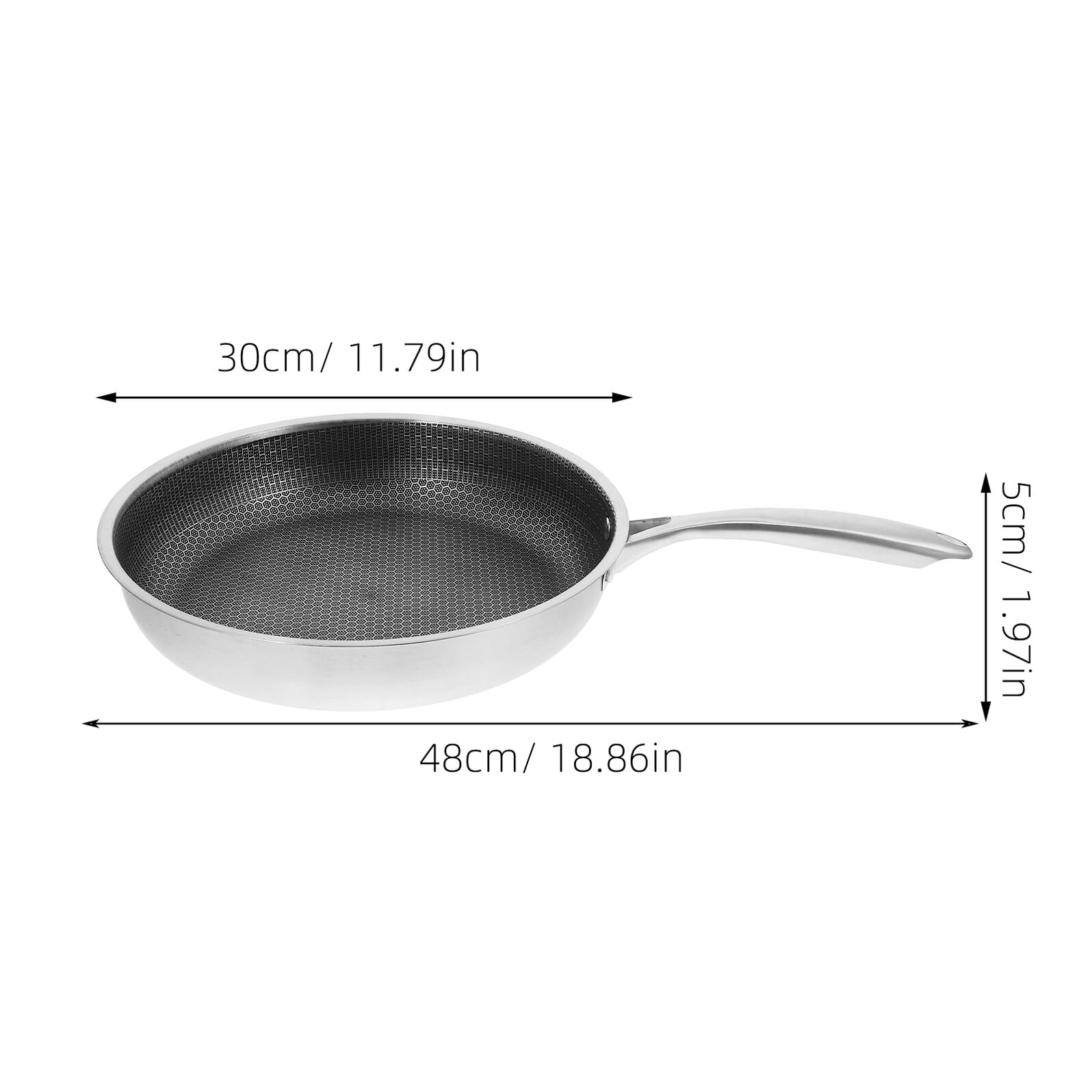 Hohopeti Padella Antiaderente in Acciaio 30 CM per Uova e Pancake con Fondo Piatto e Manico Antiscivolo Padella da Cucina per Friggere Bistecche e Uso Quotidiano