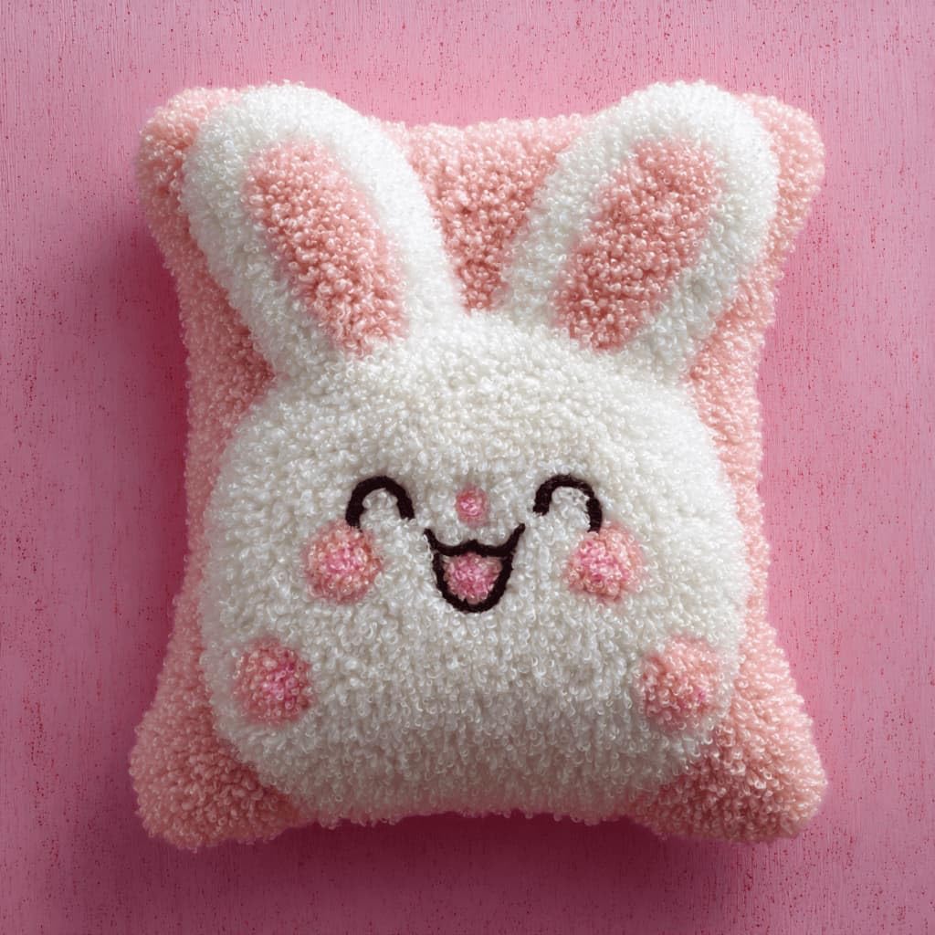 Kitquiver Latch Hook Kits for Adults Rabbit Rug Cover Pillowcase Beginner DIY Needlework Embroidery Kits Handmade Set Craft Sofa Home Decor 43X43Cm