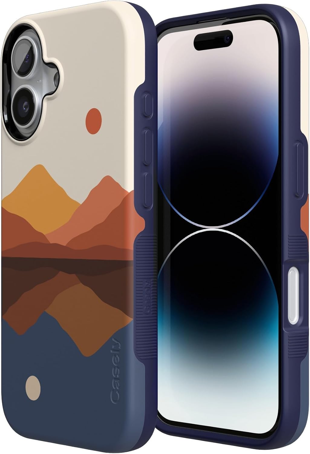 Casely iPhone 17 Case | Opposites Attract | Day & Night Mountains | Bold Protective Design | Compatible with MagSafe