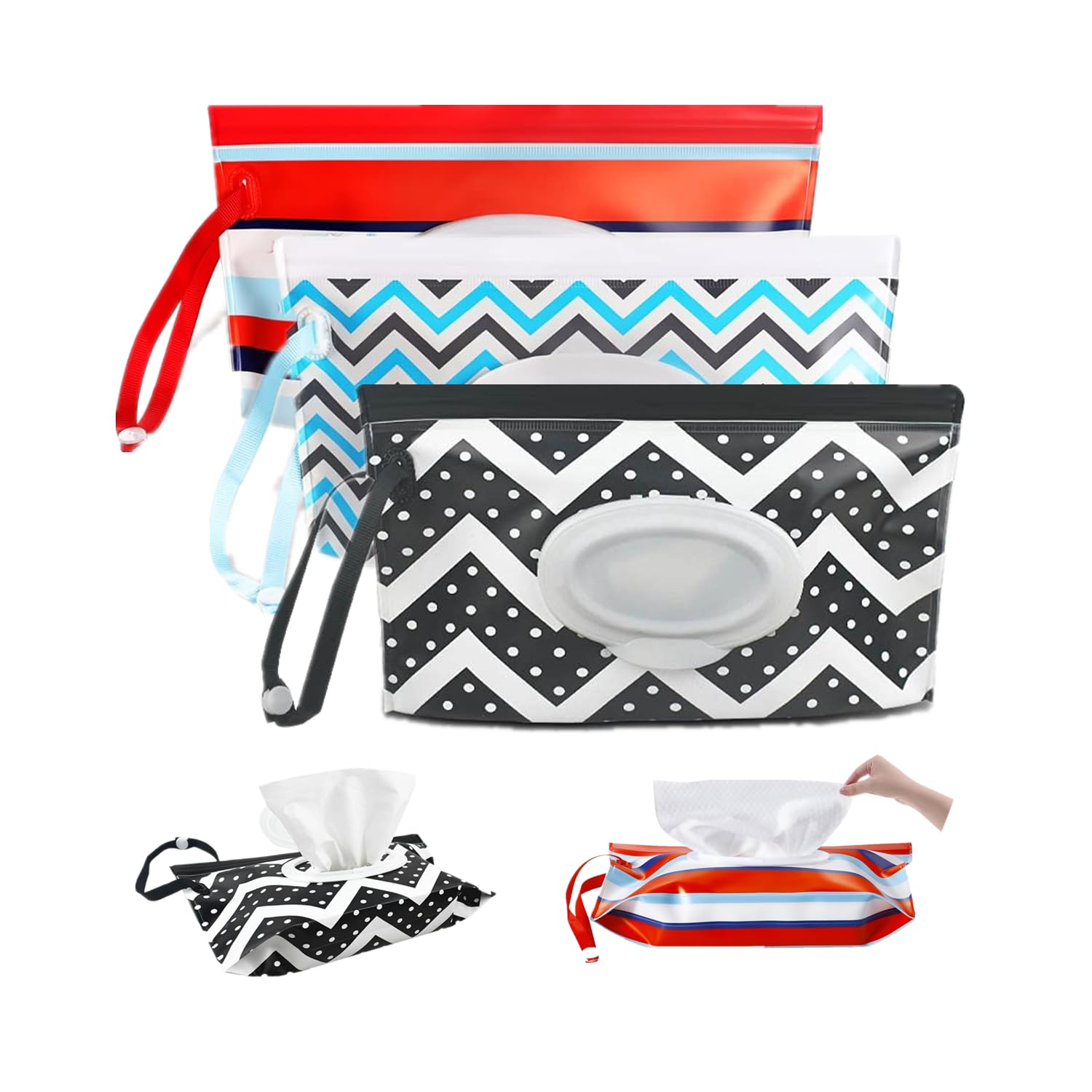 HFHungkeong 3Pack Baby Wipes Dispenser,Portable Refillable Travel Wet Wipe Pouch,Wipe Container for Bathroom,Car,Travel,Outdoor Camping Sports,Pet Nursery Care,Gifts for Baby Showers of New Parents