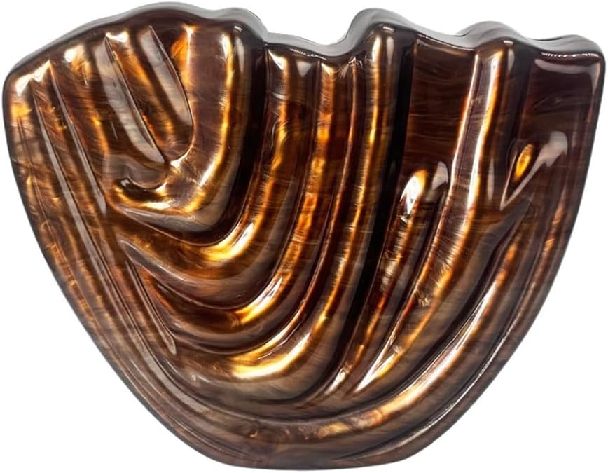 Artistic Sculptural Design Acrylic Clutch for Women Unique Shell Shaped Evening Purse Crinkled Handbag for Prom Party