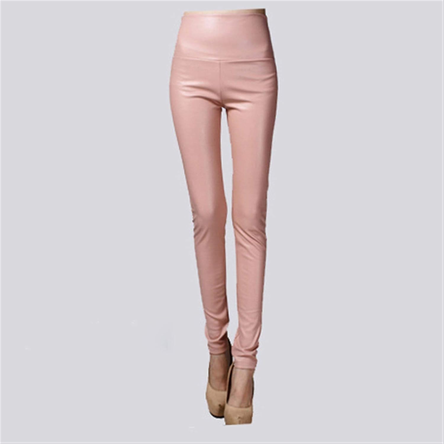 Zffrb セクシーな女性の薄いベルベットpuレザーパンツ女性のハイウエストの弾性春秋冬タイトなズボン細身の鉛筆パンツ Color Meat Size Xx Large Pink 信用 Color