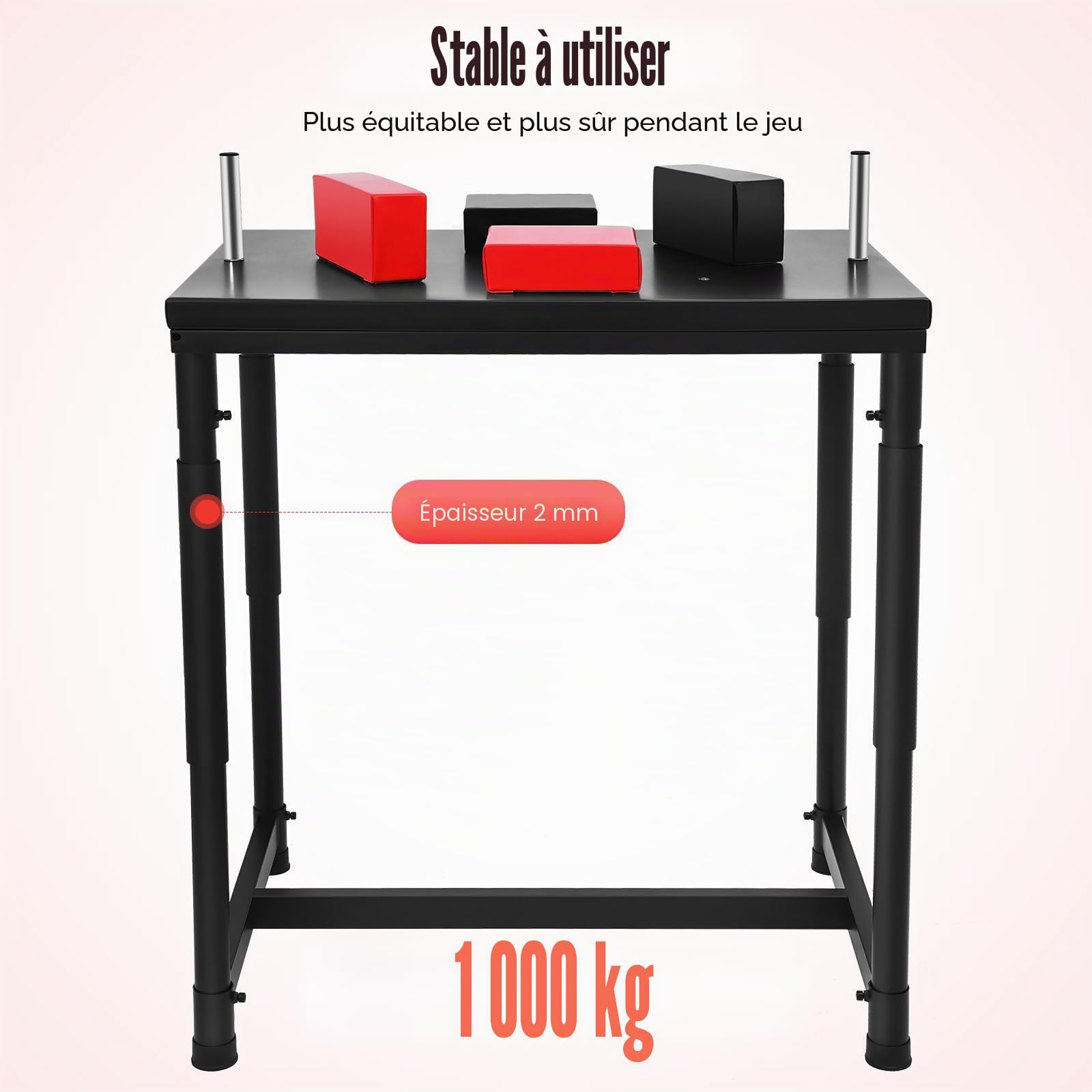 Table professionnelle de lutte pour bras - Table de compétition standard avec support de poignet réglable - Appareil d'entraînement pour la maison, la salle de sport, le club, le bureau - Capacité de