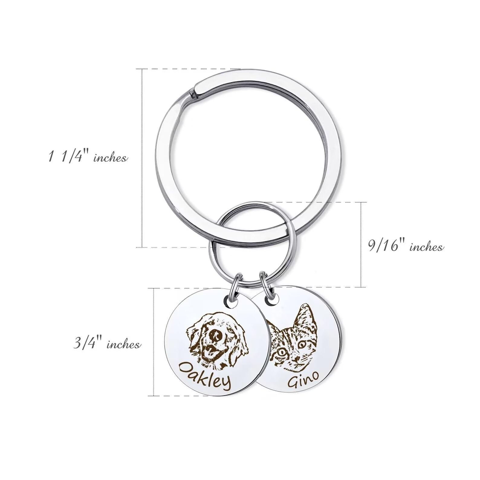 Regali per la mamma del cane - Portachiavi ritratto personalizzato per animali domestici - Portachiavi per cani inciso - Portachiavi per animali domestici - Regalo personalizzato per animali domestici