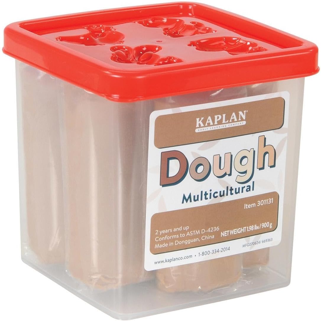 Kaplan Early Learning Multicultural Modeling Play Dough - Set of 6 Skin Tone Colors (1.98 lbs. Each): Beige, Brown, Caramel, Chocolate, Oat, and Warm Peach - For Classroom Art Projects or Craft Activi