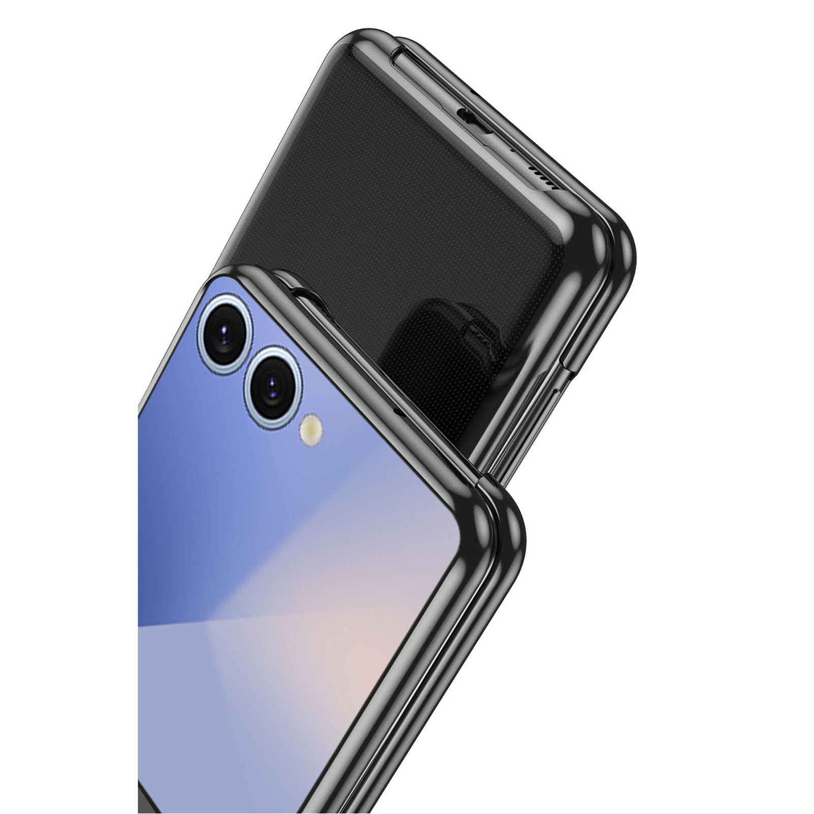 Generico Custodia Trasparente per Samsung Galaxy Z Flip 7 con Protezione per Fotocamera, placcatura Ultra Sottile, plastica Rigida, AntiGraffio, Trasparente, Protezione anticaduta, Verde