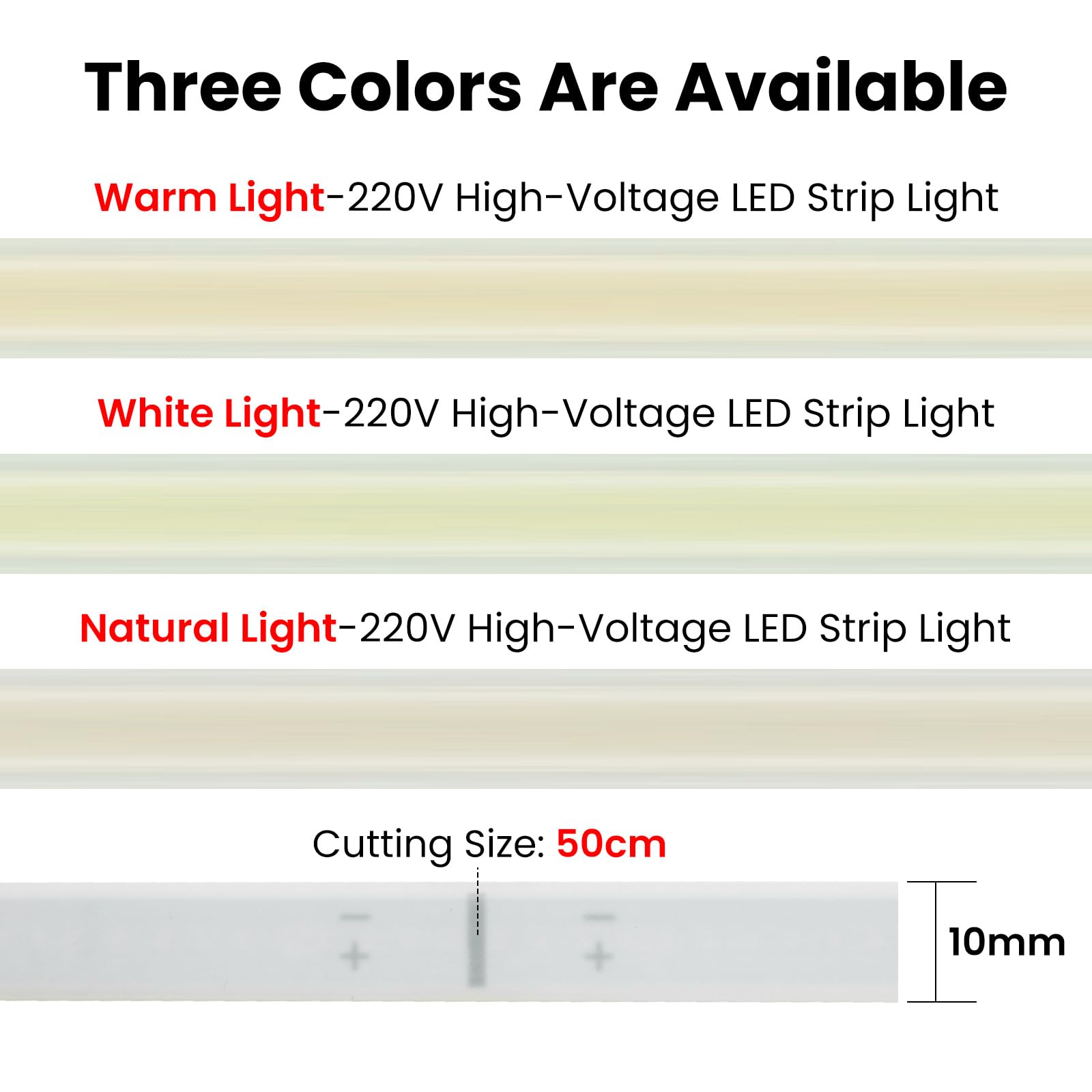 KISUFU Tira LED COB 220V, 288 LEDs/m IP65 Impermeable Neon Luces de LED Light Strip con Temporizador de 3 etapas de 4 teclas Para Habitacion, Dormitorio, Patio.