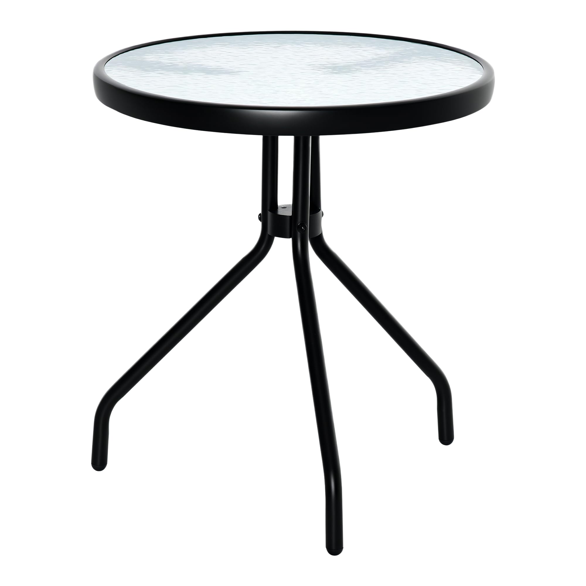 Outsunny Round Outdoor Side Table — 20" Tempered Glass Top With Wave Design For Patio, Balcony & Garden