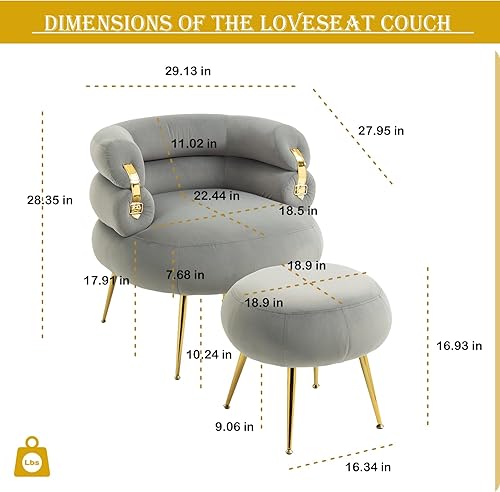 Miniatura 7 de Silla decorativa de terciopelo con otomana, cómoda silla de barril tapizada, moderno sillón copetudo con respaldo único y patas de metal dorado para