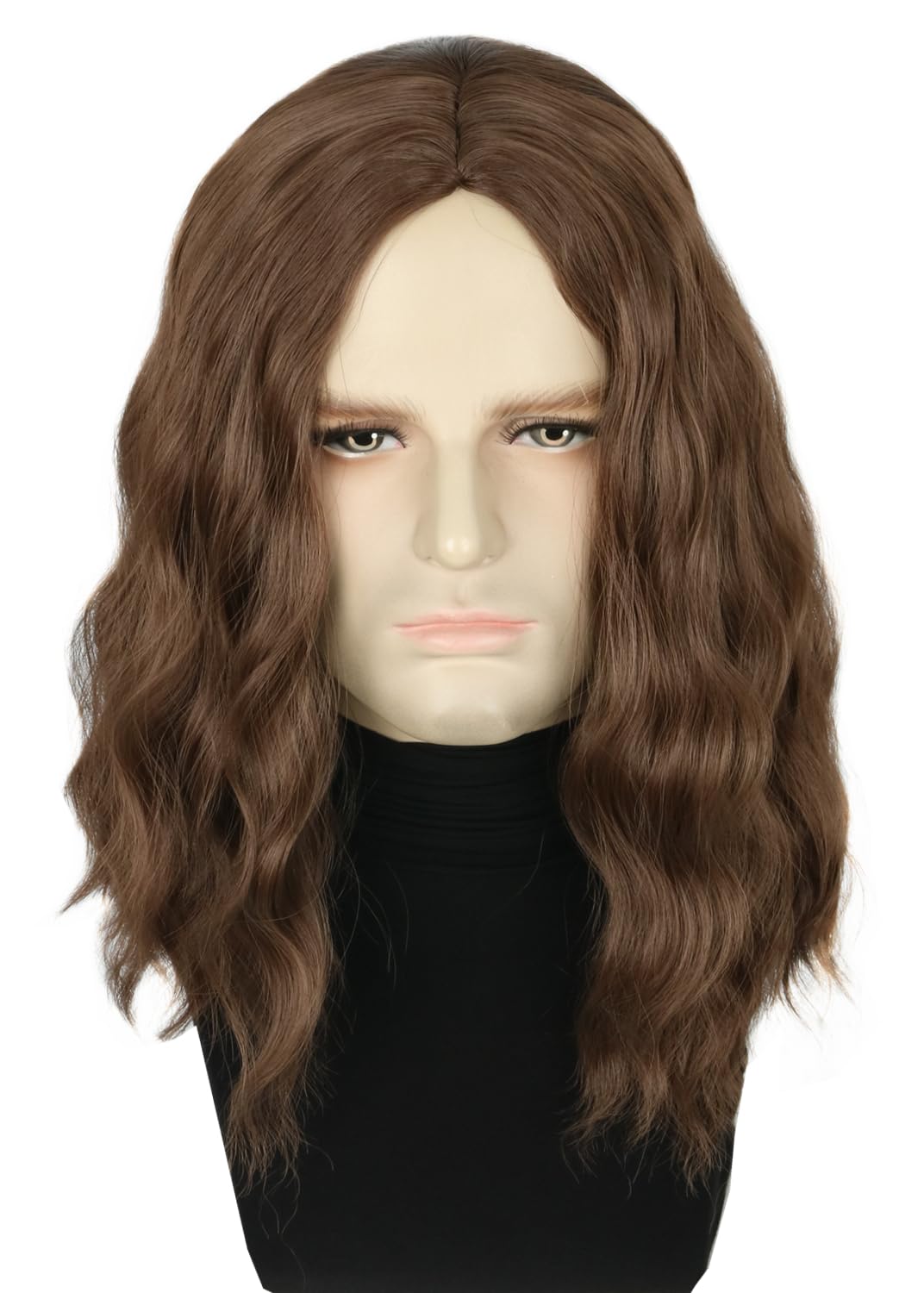 Topcosplay Mens Wig Brown Short Curly Wigs Man or Women Wig Halloween Costume Party Wig Funny Wigs