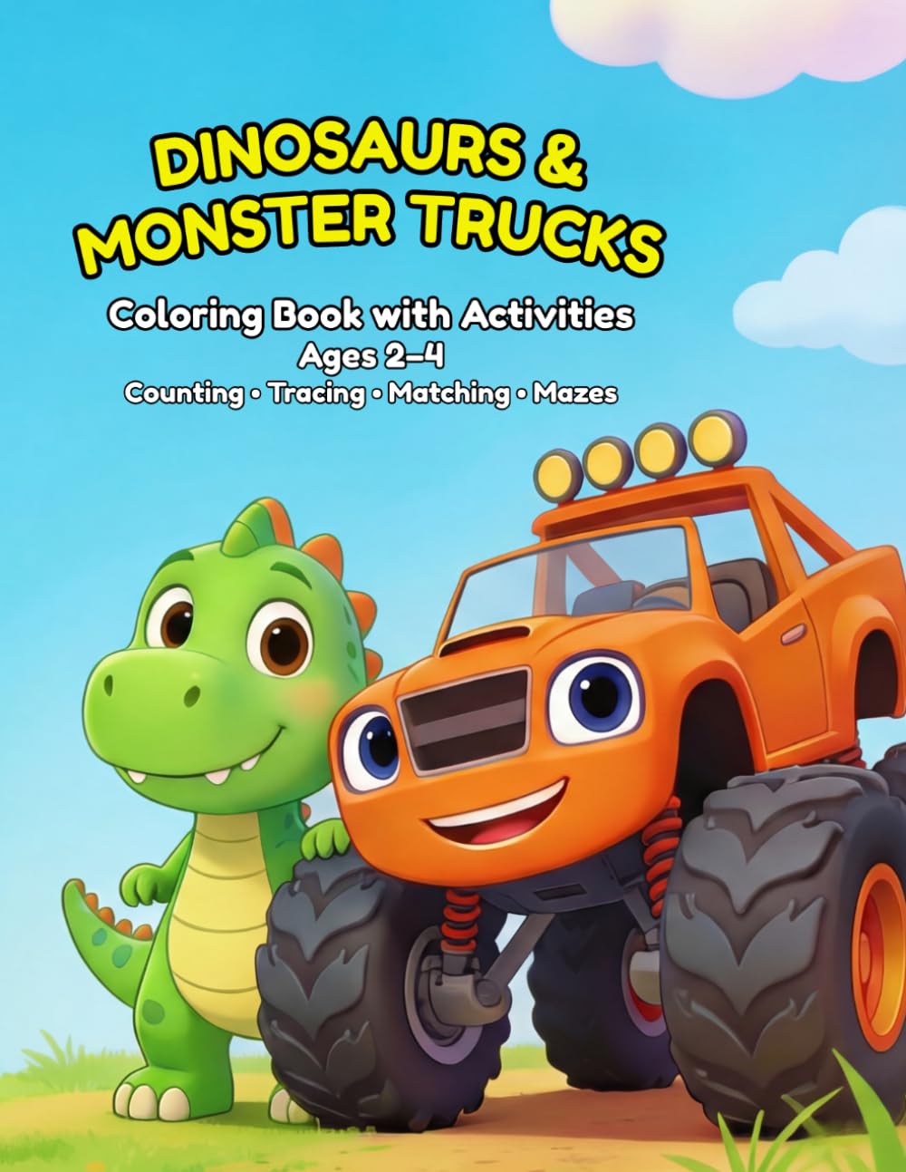 Dinosaurs & Monster Trucks Coloring Book for Toddlers Ages 2–4: Fun and Simple Learning Activities: Counting, Tracing, Mazes, Matching & More (COLOR YOUR WORLD)