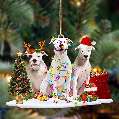 Nazenti Adorno de Navidad personalizado Dogo Argentino Friends  Adorno de perro personalizado para amantes de las mascotas, acrílico plano impreso