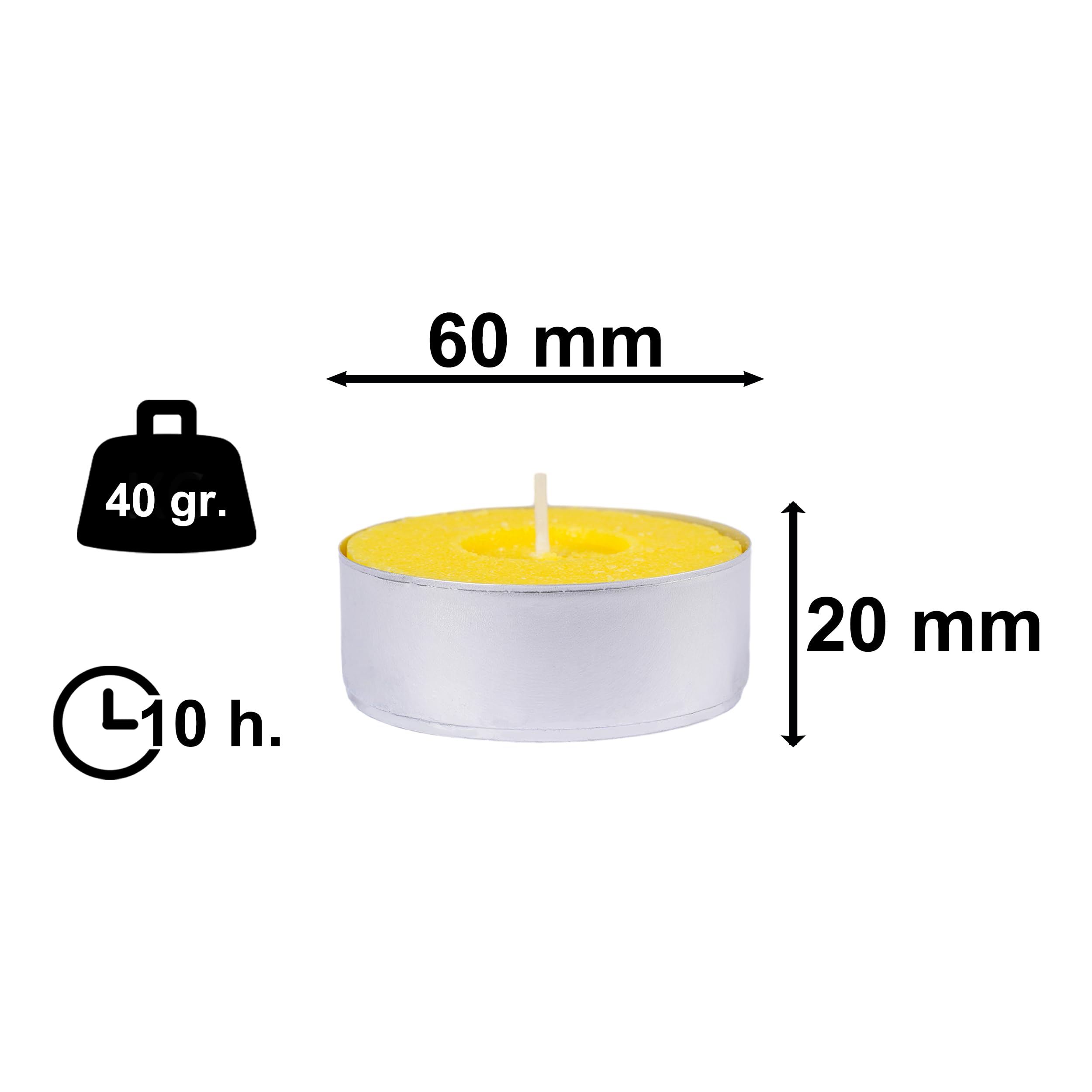 Pack de 24 Velas Aromáticas de Citronela para Exterior e Interior, Antimosquitos Naturales, Ideal para Jardín, Terraza, Barbacoas y Camping, Cera Vegetal, 60x60x20mm