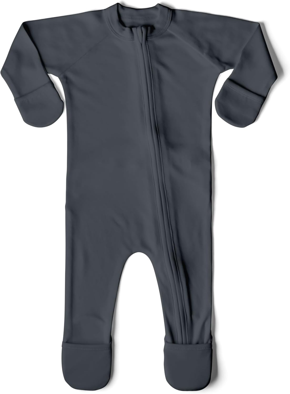 goumikids Convertible Baby Footie Pajamas, 2-Way Zipper and Mitten Cuffs, Organic Cotton, 3-6 Months, Midnight
