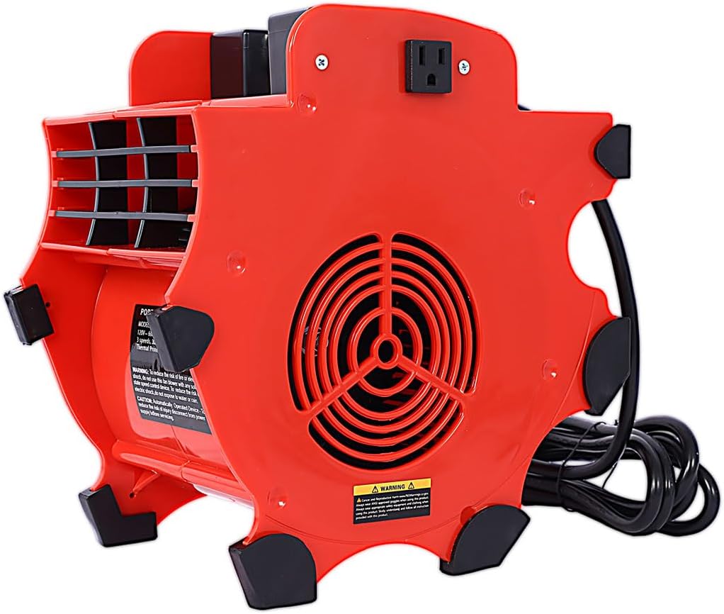 Air Mover, 3-Speed Heavy-Duty Floor Blower Fan and Carpet Dryer with 4 Different Angles Portable Air Mover Floor, Carpet Dryer, Floor Fan, Blower, for Janitorial, Home, Commercial Use