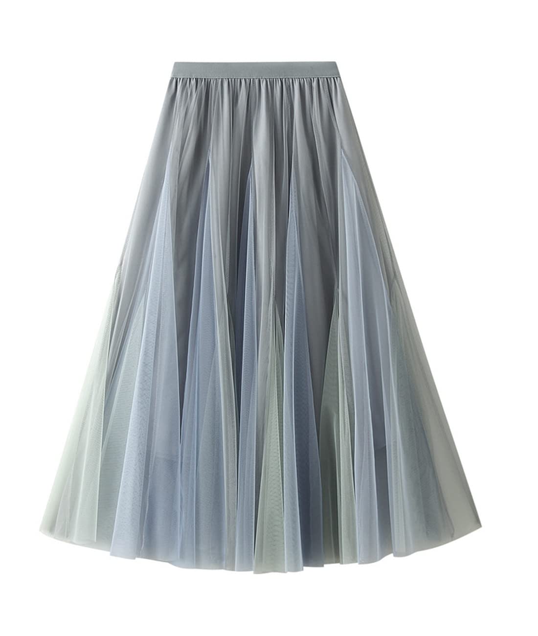 Femiserah Women's Tutu Tulle Skirt Elastic High Waist Layered Midi Skirt Floral Lace Embroidery Mesh A-Line Skirt