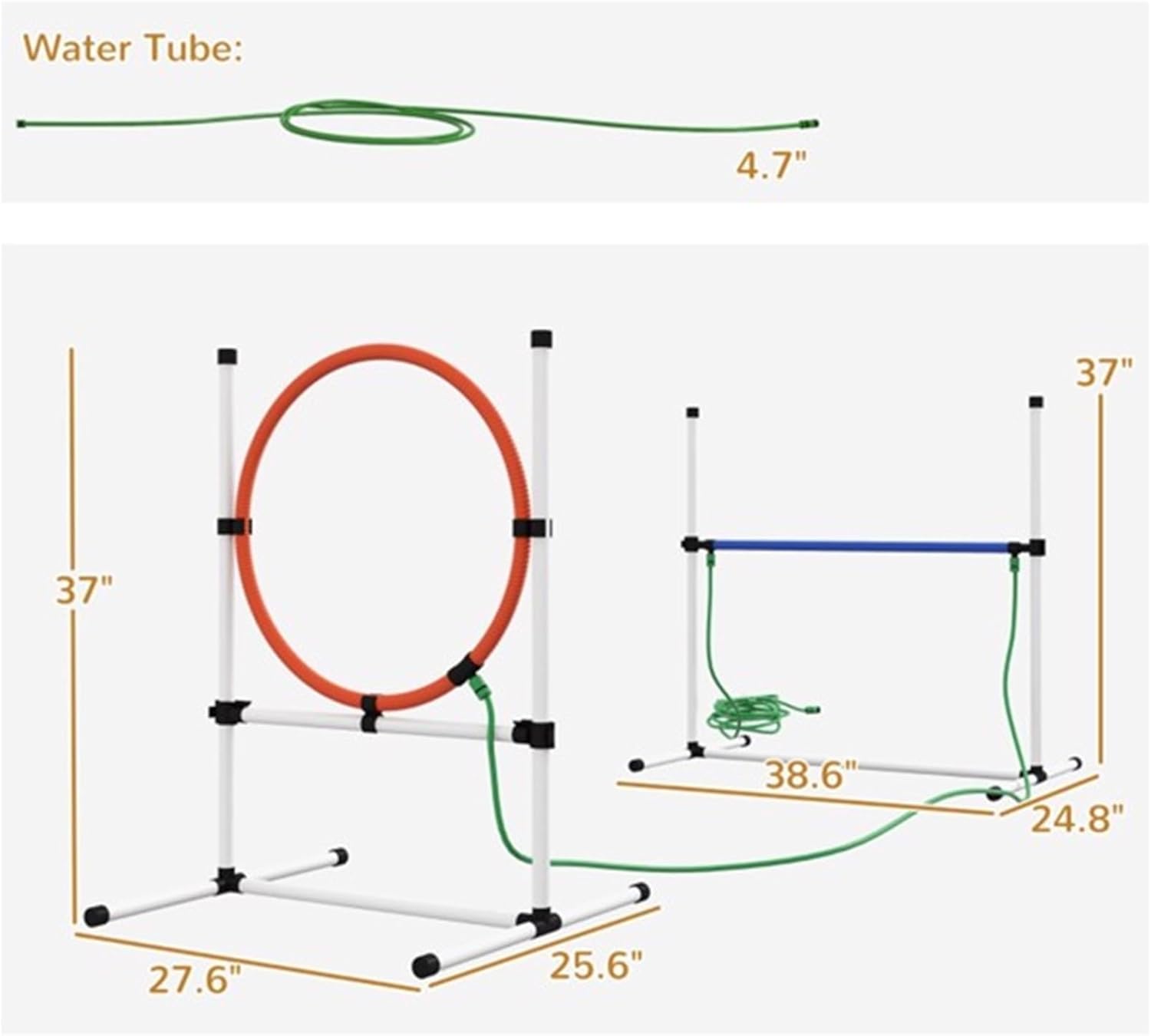 2-Piece Dog Agility Training Equipment Set, Dog Training Rack, Jumping Ring and Hurdles, with Carrying Bag, Flat Ground use, Easy to Assemble