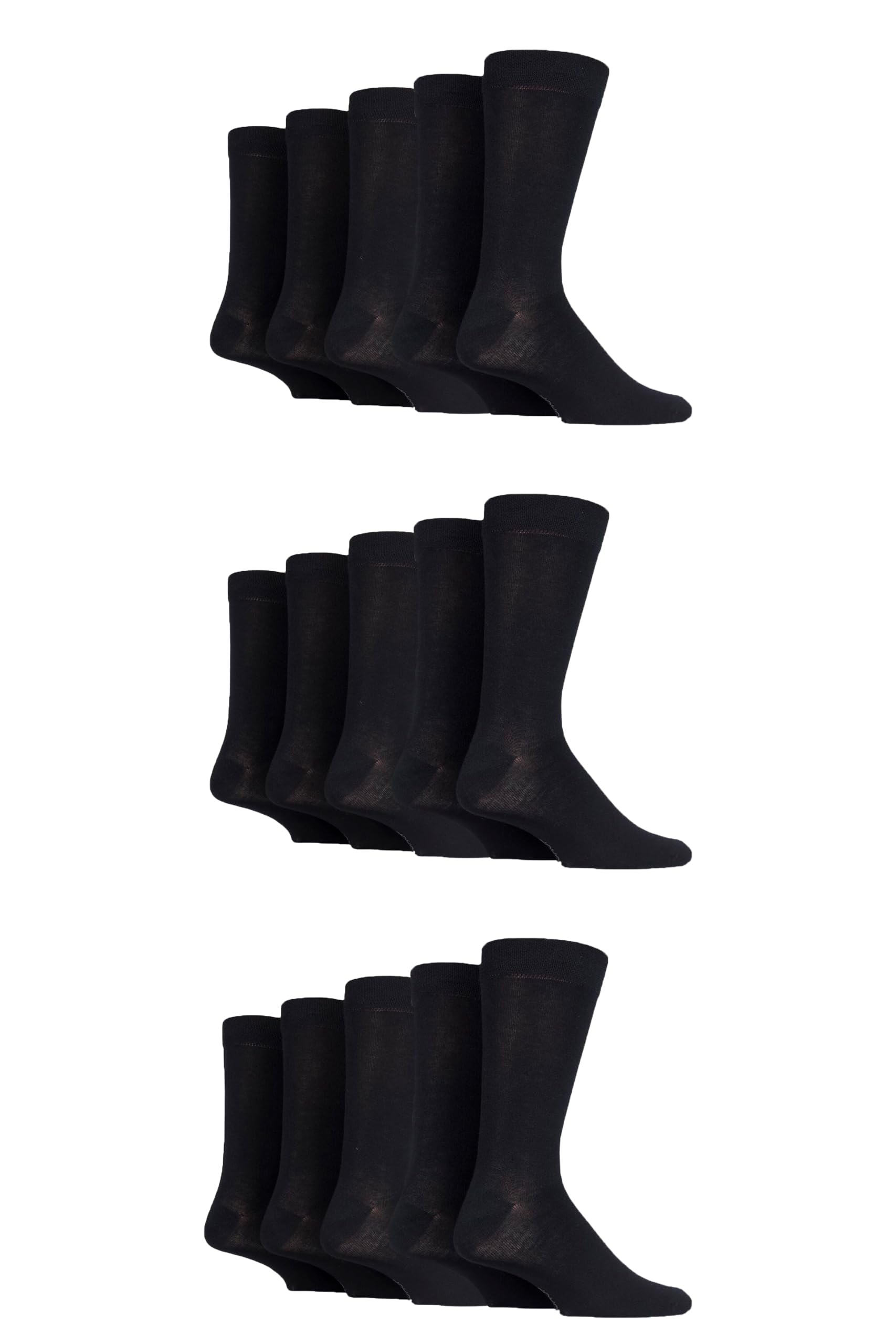 Sockshop Men's Black Soft Bamboo Socks - Breathable & Cooling In Many Patterns And Colours In Size 7-11 In A 15 Pair Multipack 7-11