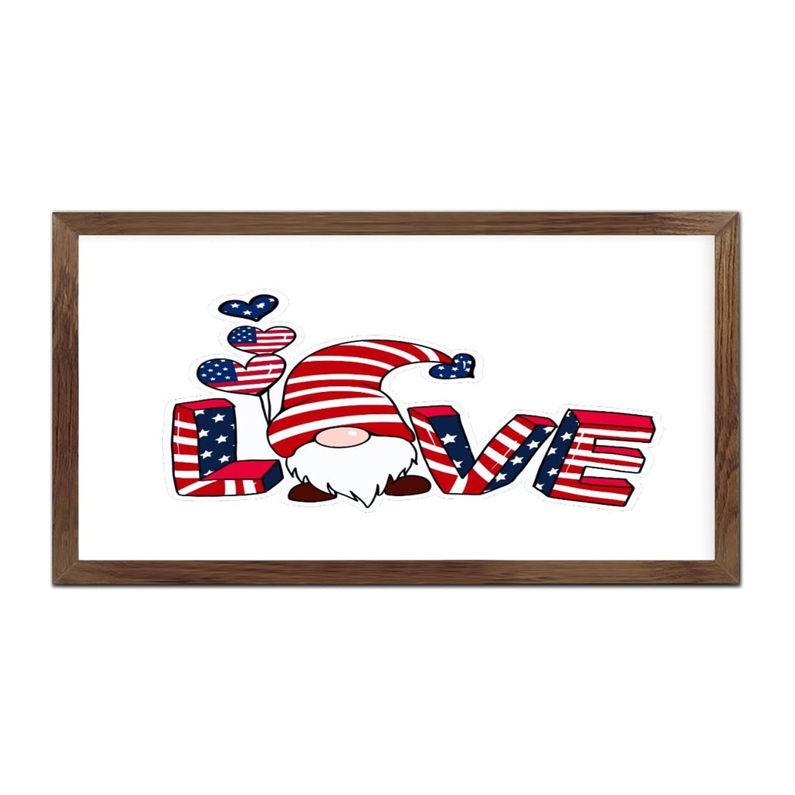 Décoration murale 4th of July Nnome Love Heart en bois 31x56 cm