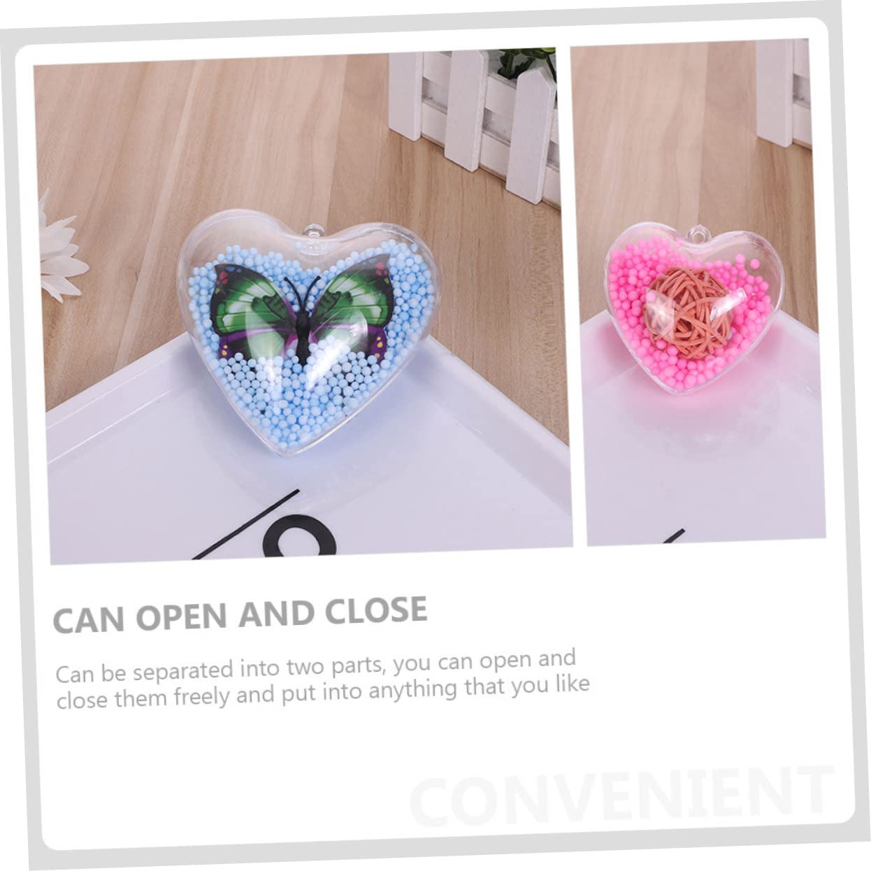 12piezas Bolas Decorativas Transparentes Rellenables Forma De Corazón Decoración San Valentín Colgantes