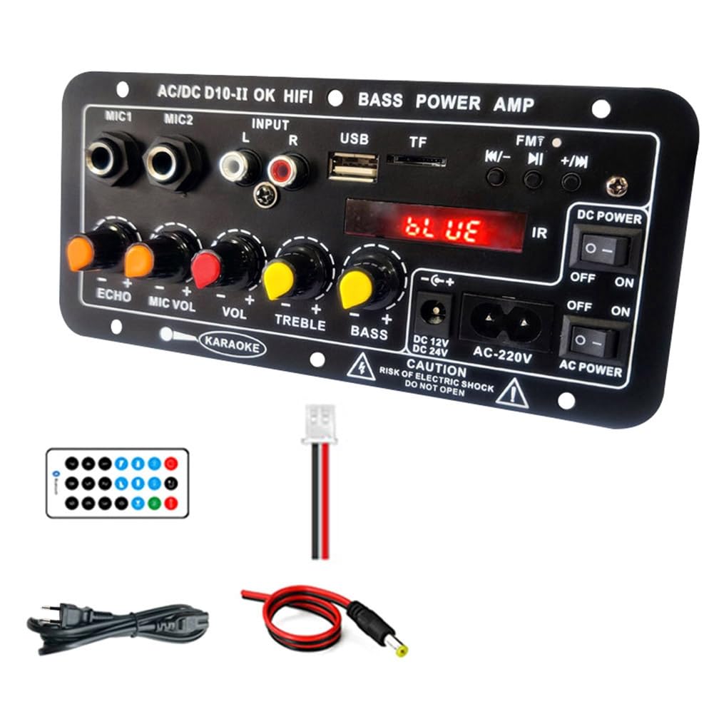 Verstärkerplatine mit Optischem Audio, Bluetooth, AMP, USB, FM-Radio, TF-Player, DIY-Audio-Subwoofer für Zuhause, Auto (EU-Stecker), Langlebig