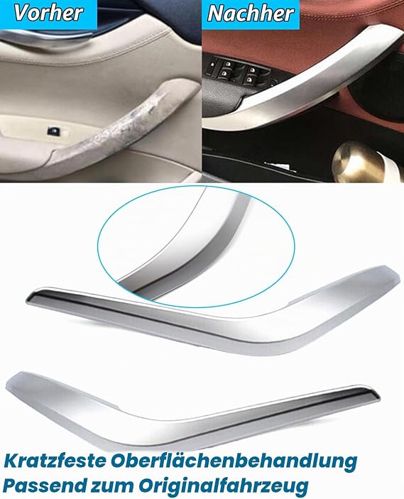 Generic X1 E84 Door Handle Cover 2 Pieces Door Handle Cover Left Side + Right Side Interior Door Handle Cover Compatible with BMW X1 E84 2009-2015 #51412991775#51412991776 (Silver) (Silver)