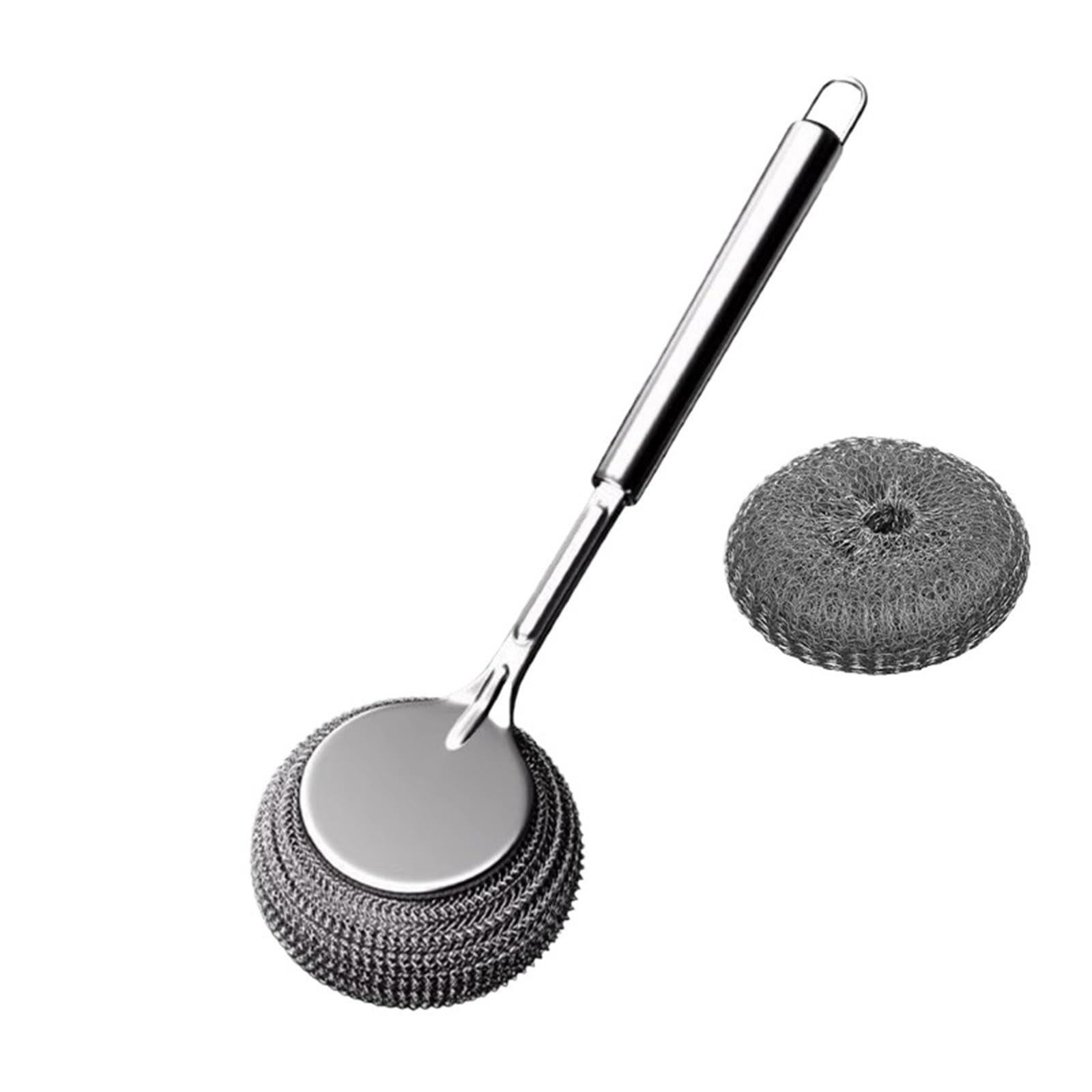 Pot Brush 304 Stainless Steel Kitchen Special Washing Wool Ball Long Handle Dish Cleaning Tools for Dishes, Pots(Brush -1 Head)