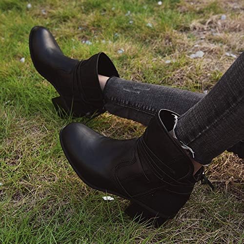 Women's Suede Ankle Boots Chunky Heel Ankle Booties Back Zipper Vintage Western Boots for Ladies - Bohemian Casual, Formal Outfits - Image 4