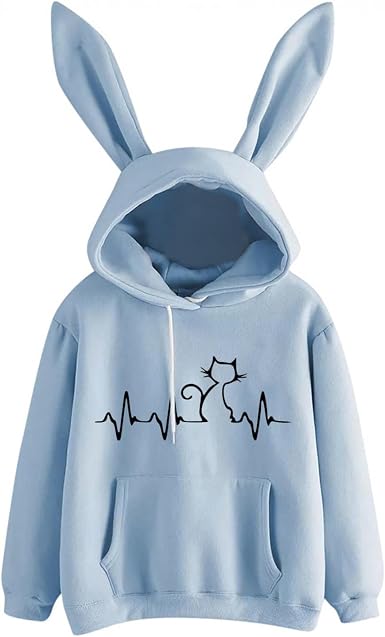 Amazon.com: Sudadera con capucha para mujer y niña, de manga larga, con  bolsillo, diseño de gato, con capucha y orejas : Ropa, Zapatos y Joyería