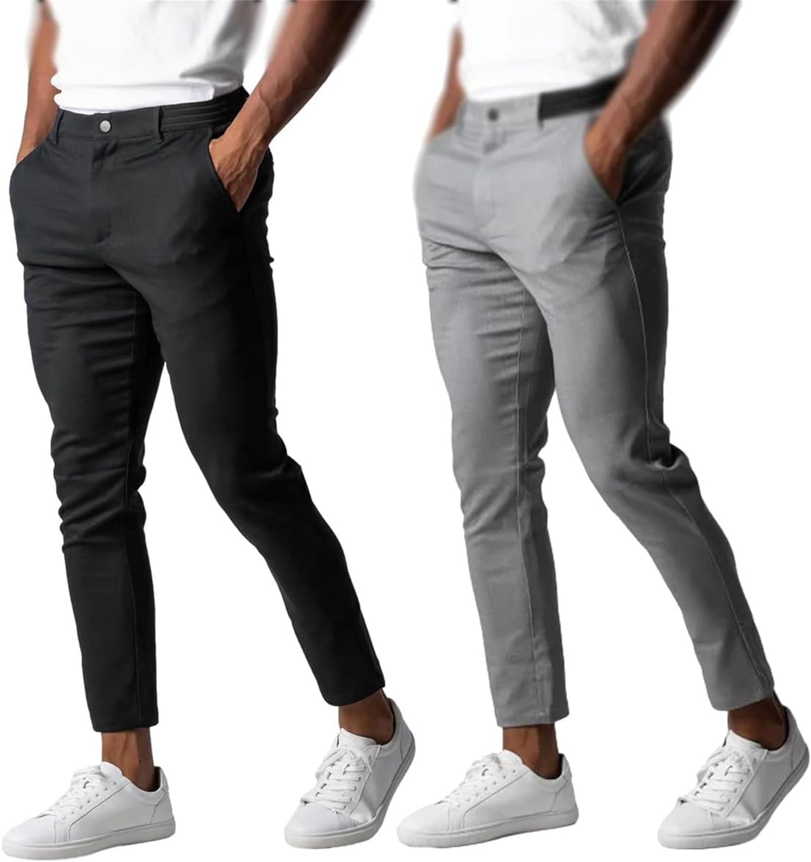 Pantalones chinos activos para hombre, pantalones de estilo de vida activos para hombre, pantalones de ajuste holgado, piernas rectas elásticas