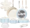 Juego de ollas y sartenes de cerámica antiadherentes Chef Power de 19 piezas con mango desmontable, apto para inducción, lavavajillas y horno, para RV, mango removible (azul claro) 1