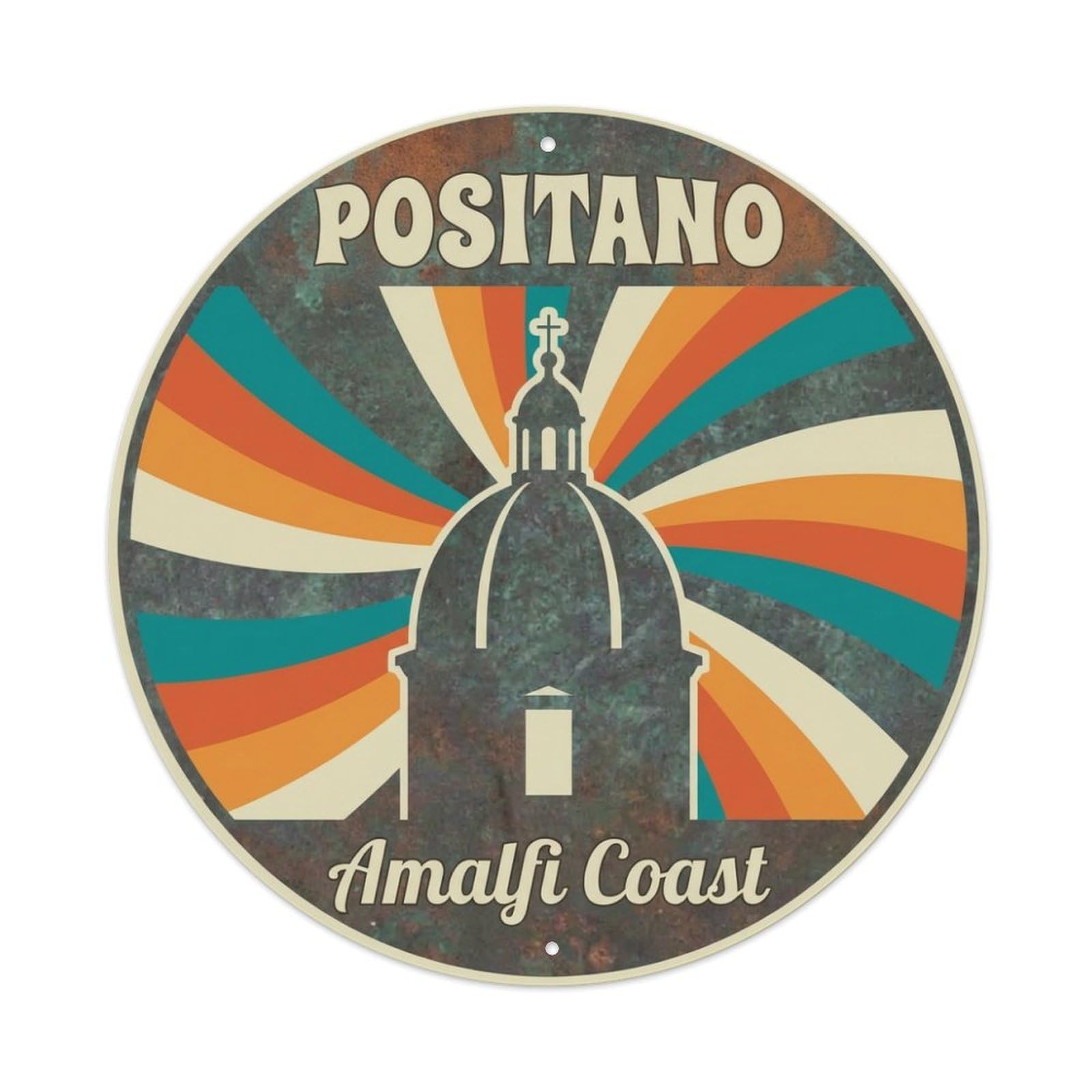 Vintage Travel Positano Italy Momento Metal Tin Sign Plaque