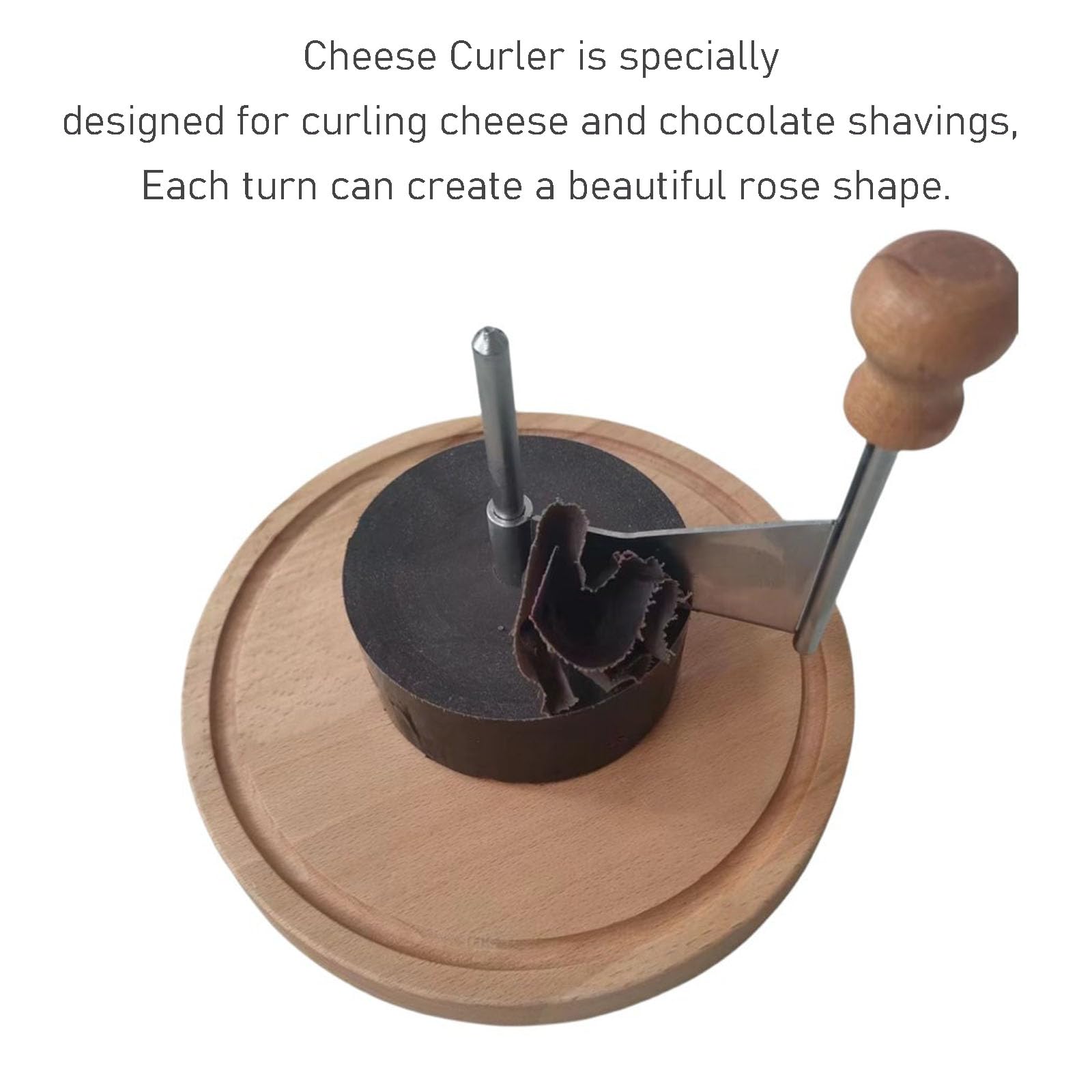 Wooden Cheese Curler, Girolle Cheese Shaver, Cheese Curler Amigo Stainless Steel Cheese Wheel Cutter, Multifunctional Cheese Flower Shaver Cheese Slicers for Block Cheese & Chocolate Shavings