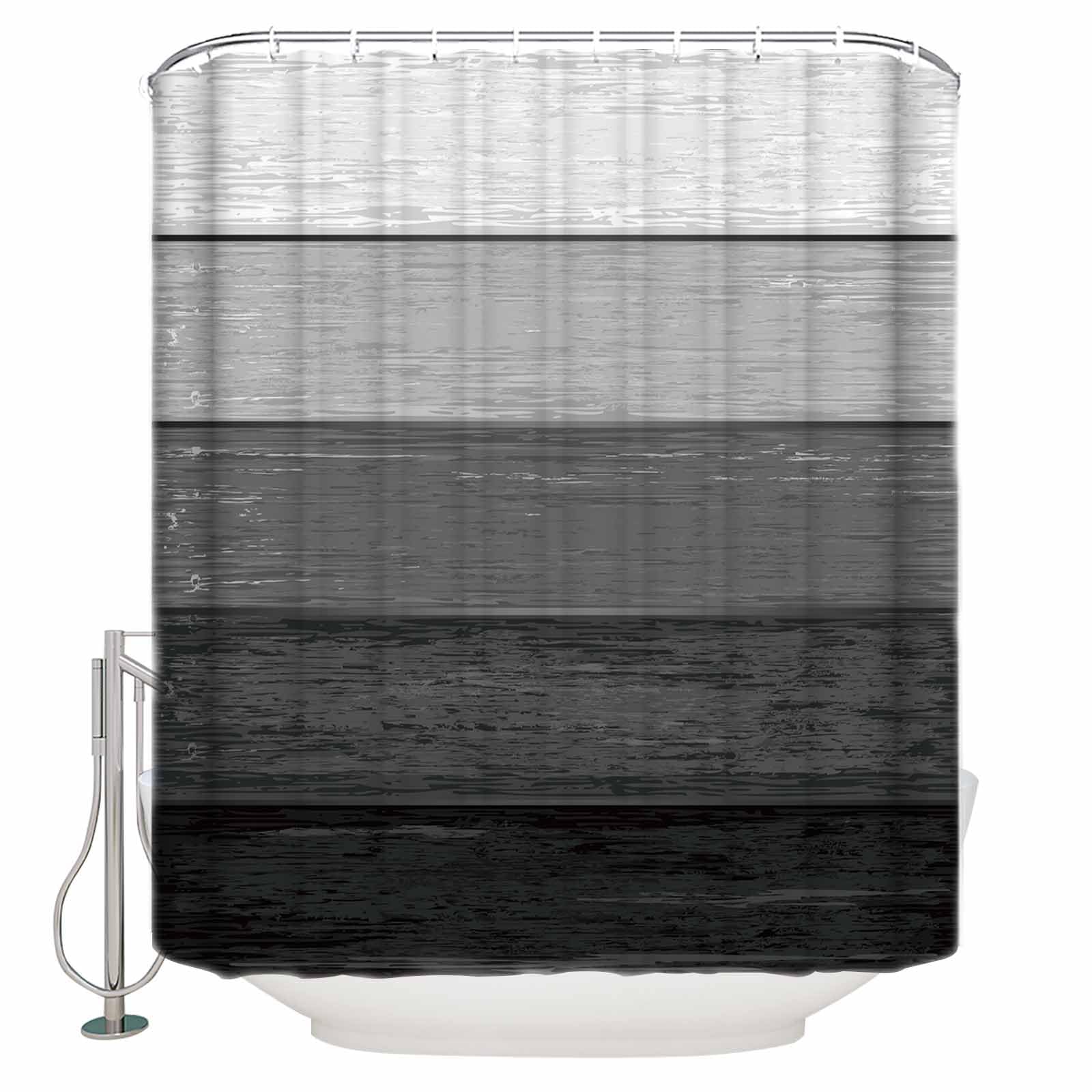 Grey Farmhouse Shower Curtain Set with Hook 48" x 72",Washable Cloth Polyester Fabric Shower+Curtain,Waterproof Bath Curtains for Bathroom,Showers,