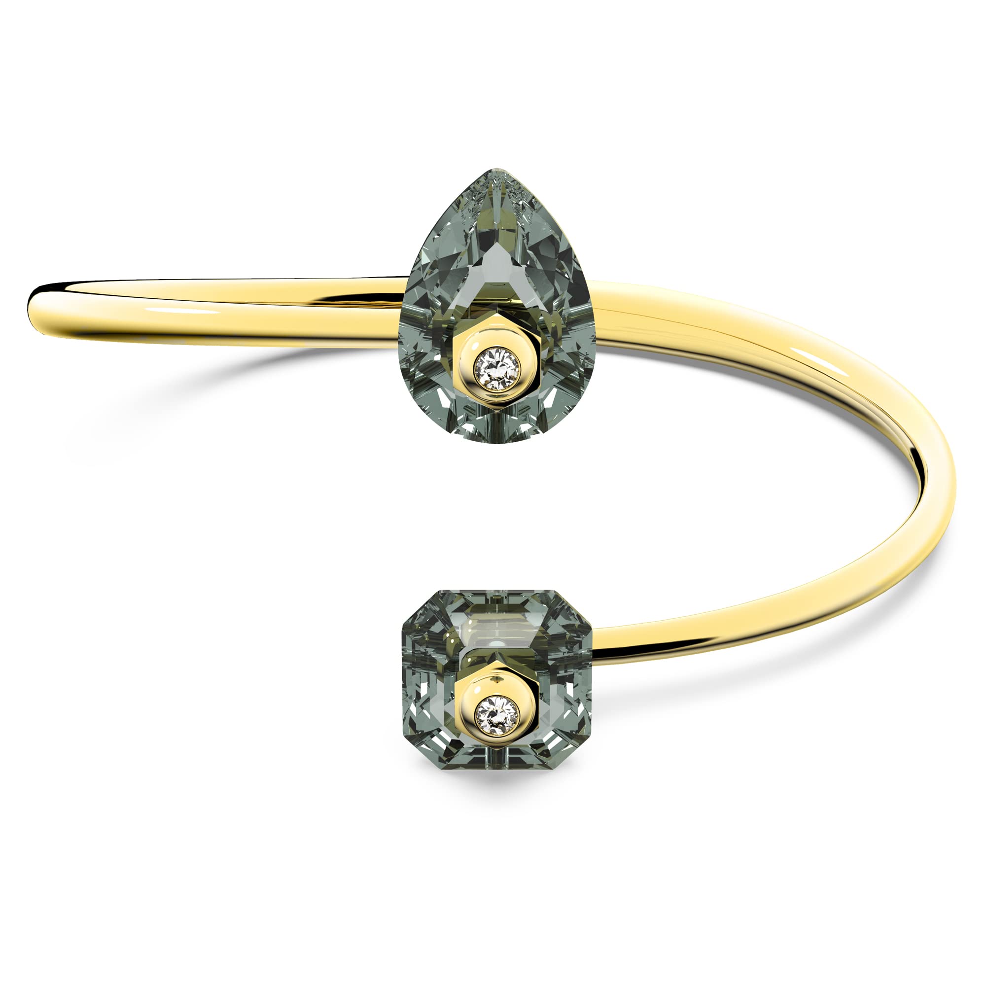 Swarovski Numina Bangle, Contrasting Pear Drop and Imperial Cut Grey Crystals, Gold-tone Plated Band from the Numina Collection, Size L