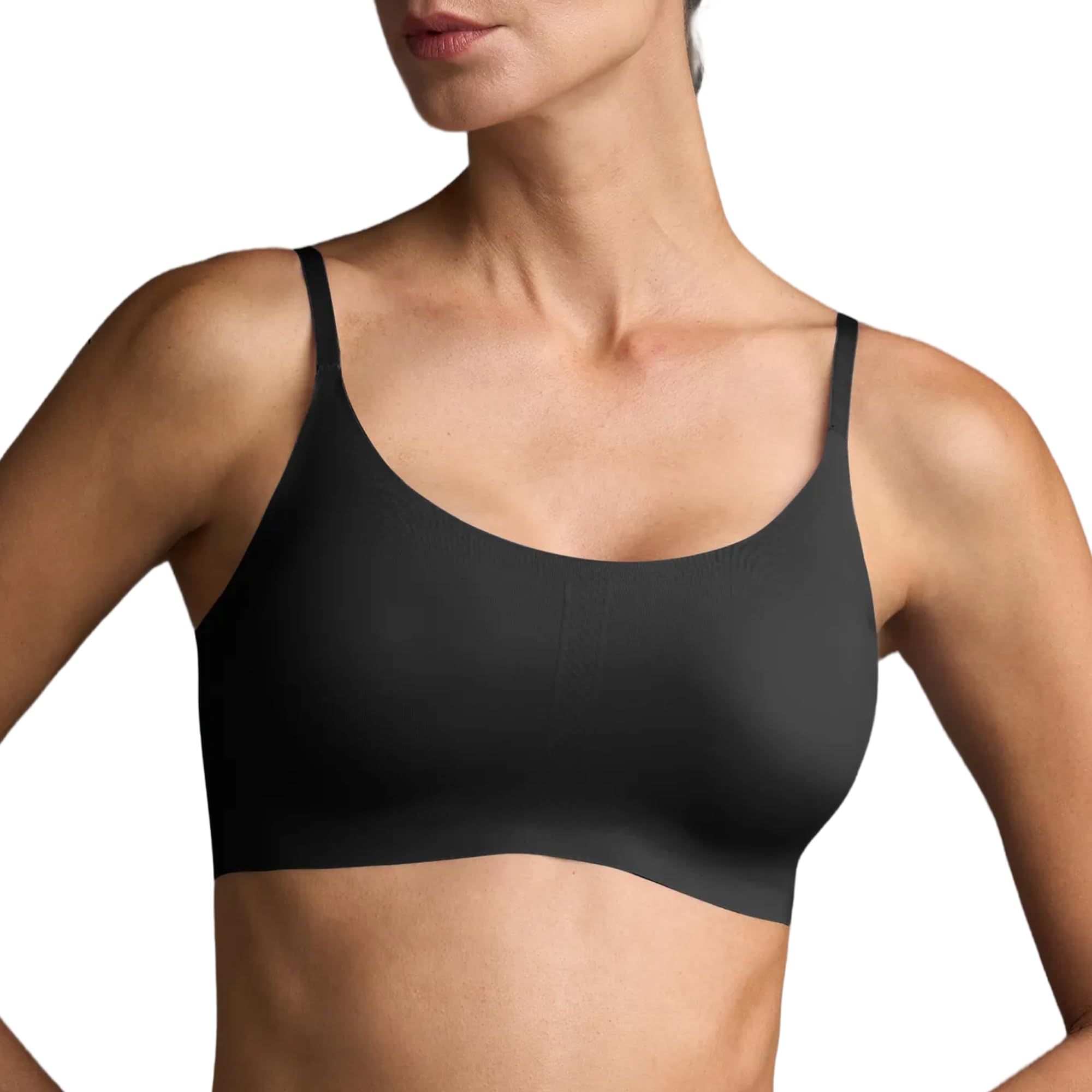 EBY Seamless Support Bralette with Adjustable Straps, Bralettes for Women, Wireless Bra for Women Large Black