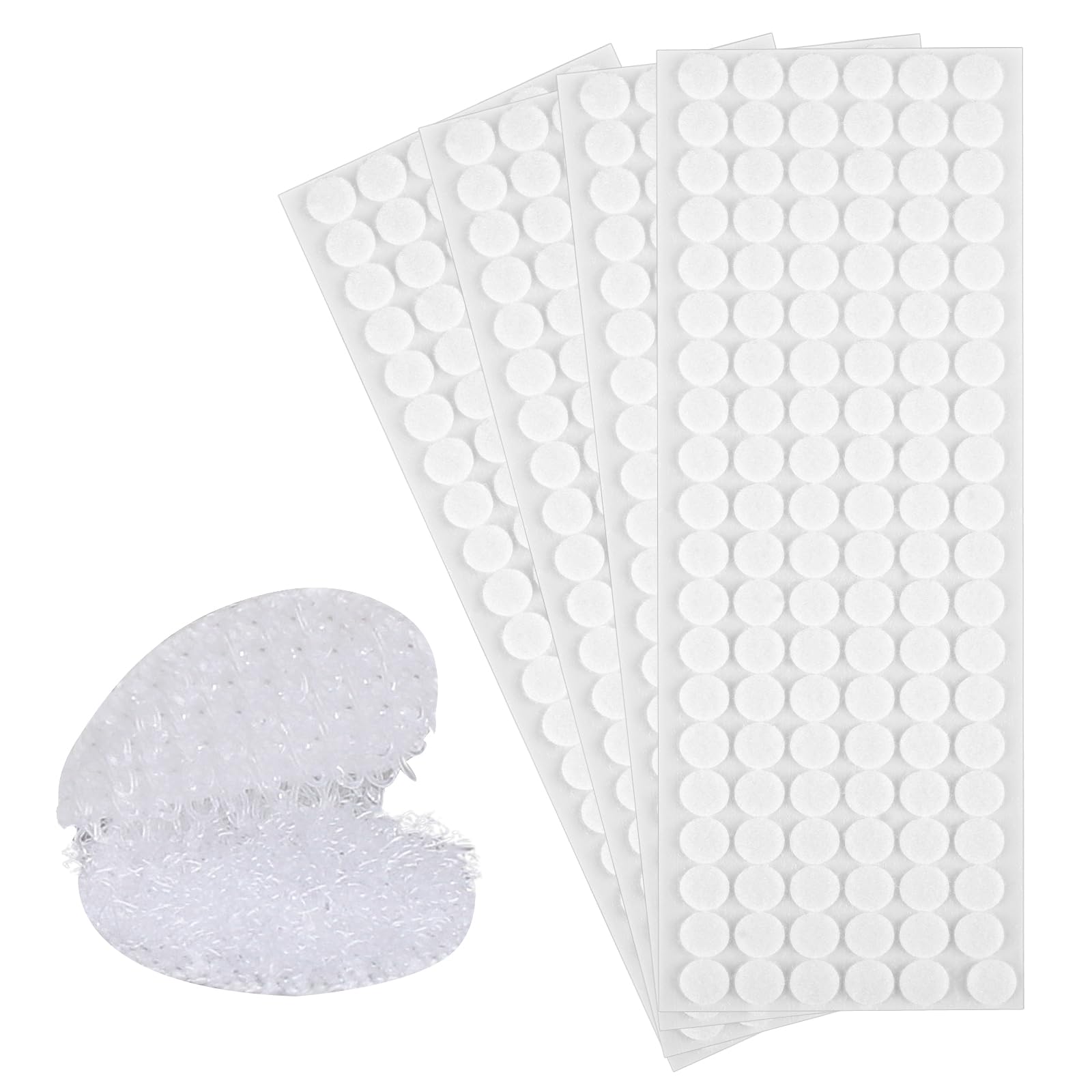 Rindion 1200PCS (600 Pairs) Hook and Loop Dots, 0.59 in Diameter Self Adhesive Dots, White Sticky Back Nylon Dots for School, Office, Home, Arts and