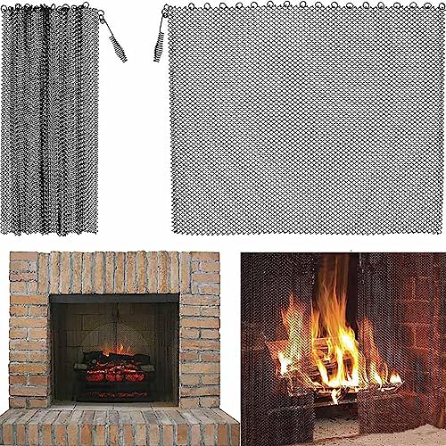 2 cortinas de malla para chimenea, paneles anchos, color negro mate, mejoras para el hogar,...