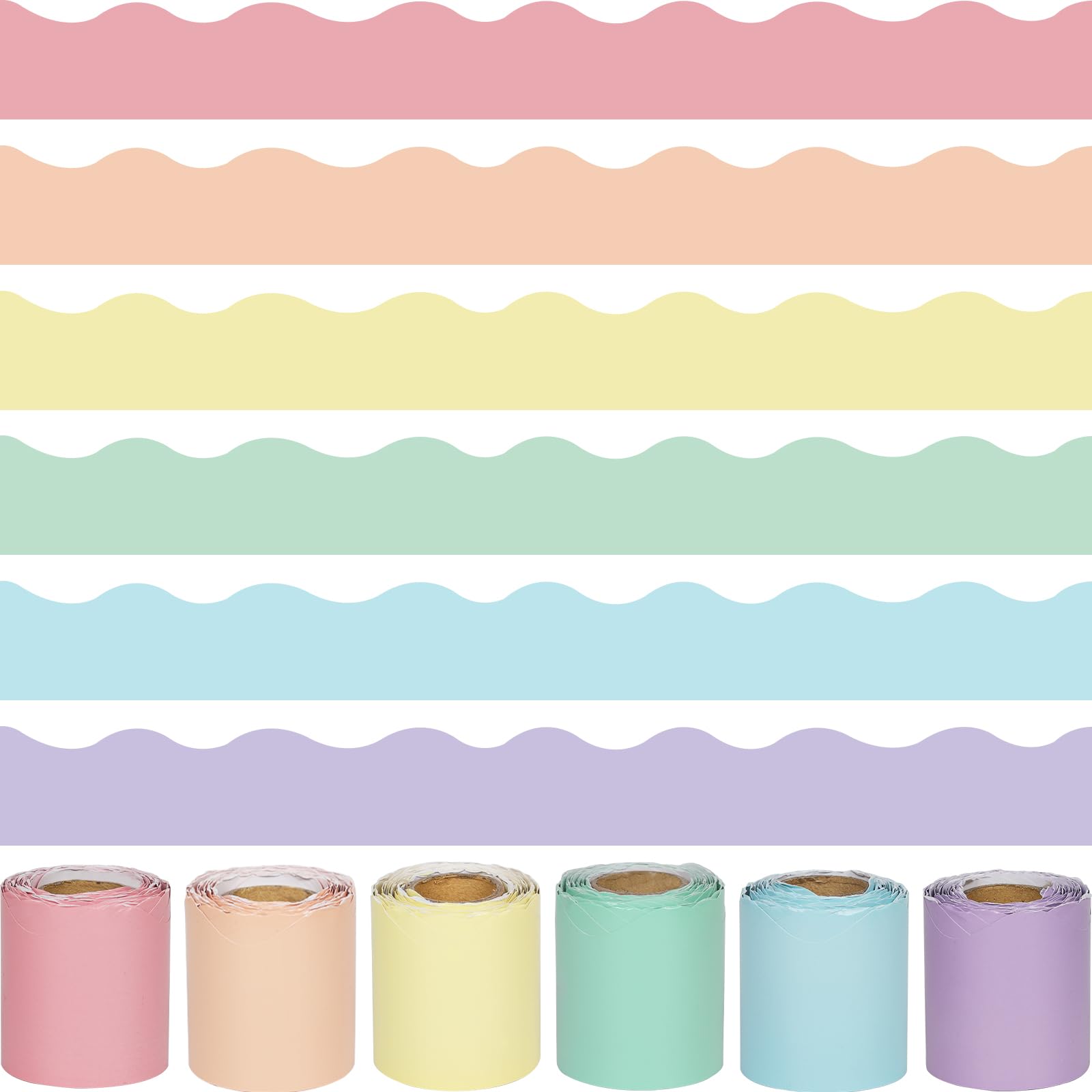 197Ft Pastel Bulletin Board Borders Colorful Classroom Borders Scalloped Border Trim Pastel Bulletin Board Decorations for Classroom School Office
