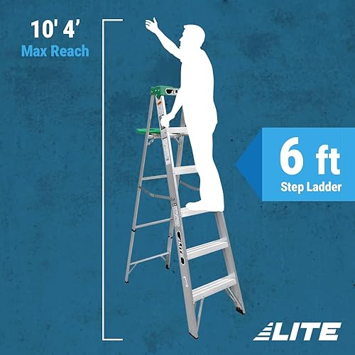 Miniatura 5 de LITE Escalera de aluminio de 6 pies, capacidad de 225 libras, tipo II, LP-2211-06